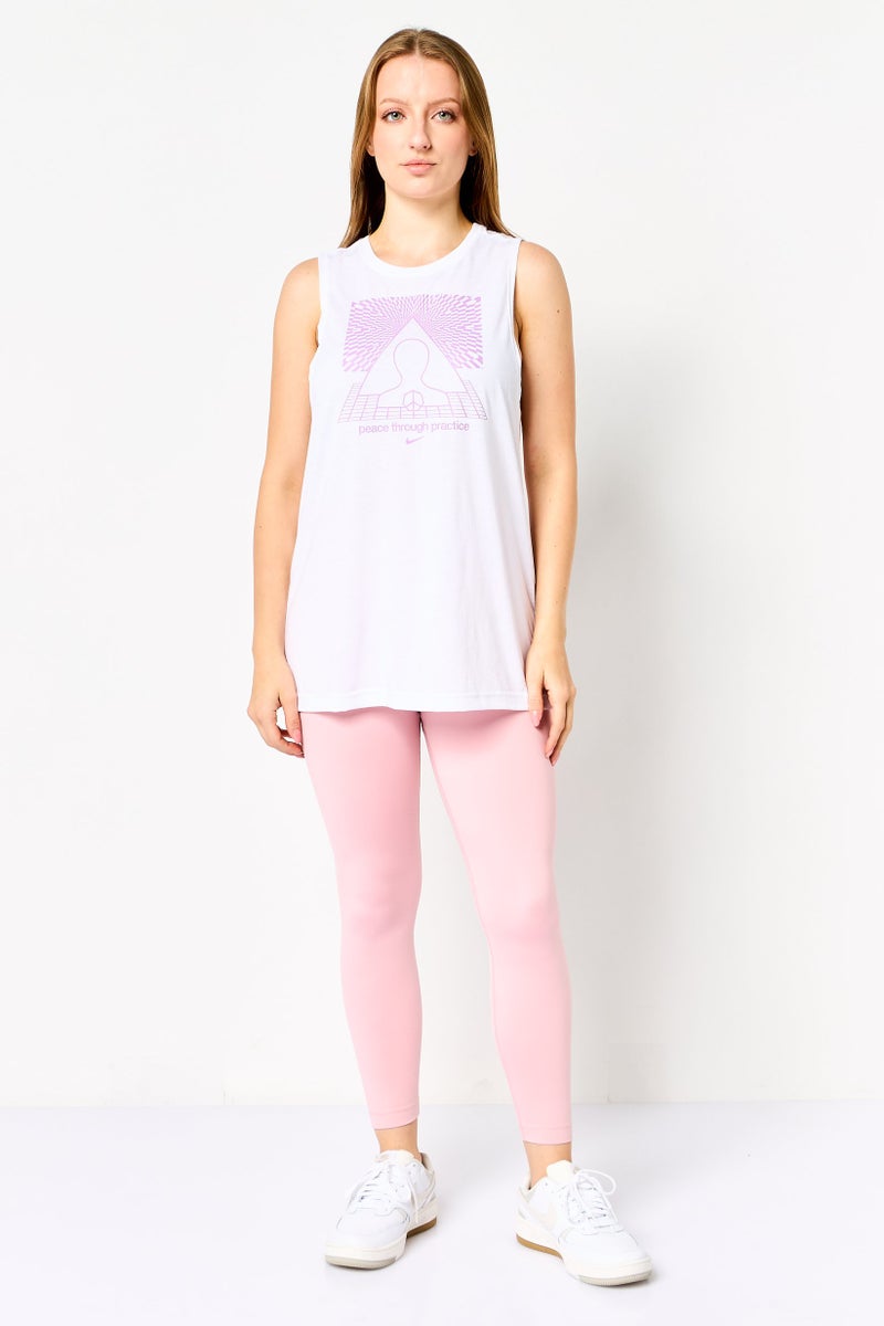 Nike Women Dri-Fit Sleeveless Yoga Top, White - Image 3