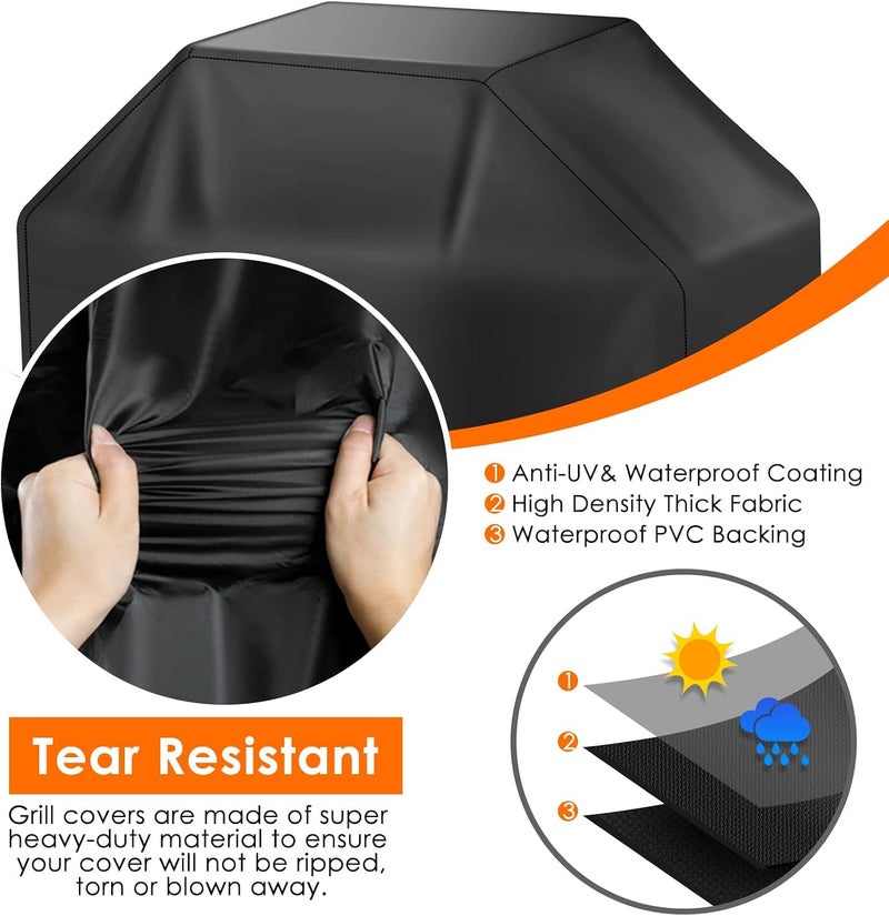 Sheful 75 inch Grill Cover, Black, Waterproof, Rip-Proof, Anti-UV, Fade Resistant, with Adjustable Velcro Strap, Fits Weber Summit 600 Series, Dyna-Glo, Nexgrill, Brinkmann and Monument Grills Assorted trendy color picks - Image 4