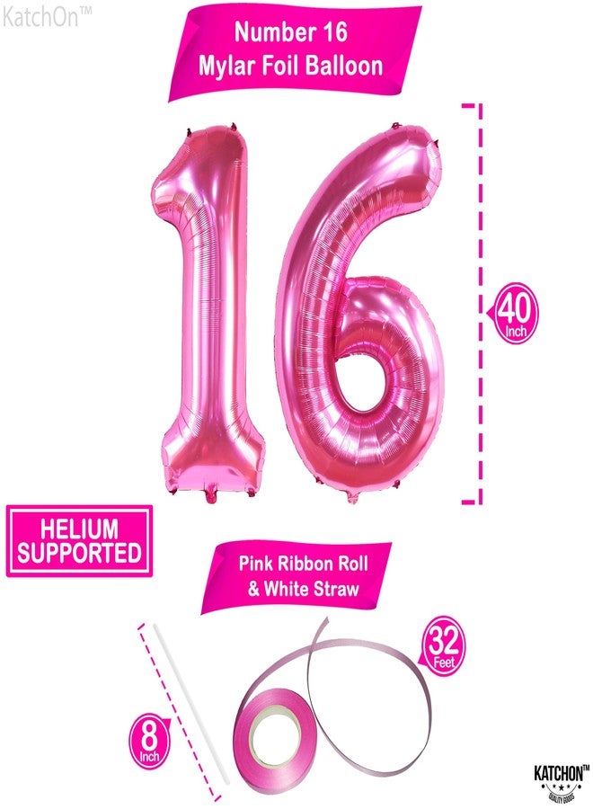 كاتشون بالونات كاتشون، أرقام 16 باللون الوردي الفاقع - ضخمة، 40 بوصة | زينة عيد ميلاد 16 باللون الوردي الفاقع | بالونات رقم 16، زينة حفلة عيد ميلاد 16 باللون الوردي | ديكور حفلة عيد ميلاد 16 باللون الوردي، زينة عيد ميلاد 16 - Image 4