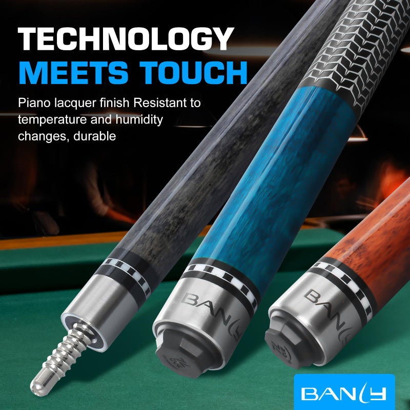 Banly Billiard Cues Sticks - 58" Pro Taper Canadian Maple Wood Pool Cues, 12.5mm Tip Low-Deflection Cue Stick, Pool Stick for Precision Control in 9-Ball & Competitive Play - Brown - Image 2