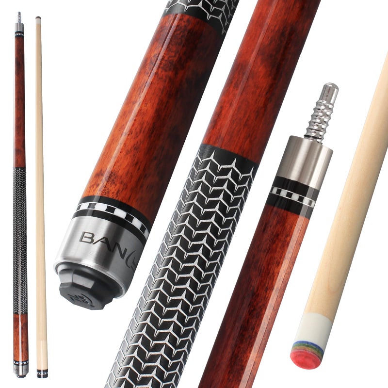 Banly Billiard Cues Sticks - 58" Pro Taper Canadian Maple Wood Pool Cues, 12.5mm Tip Low-Deflection Cue Stick, Pool Stick for Precision Control in 9-Ball & Competitive Play - Brown - Image 1
