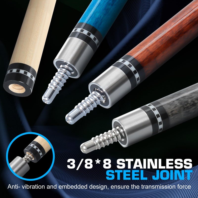Banly Billiard Cues Sticks - 58" Pro Taper Canadian Maple Wood Pool Cues, 12.5mm Tip Low-Deflection Cue Stick, Pool Stick for Precision Control in 9-Ball & Competitive Play - Brown - Image 4