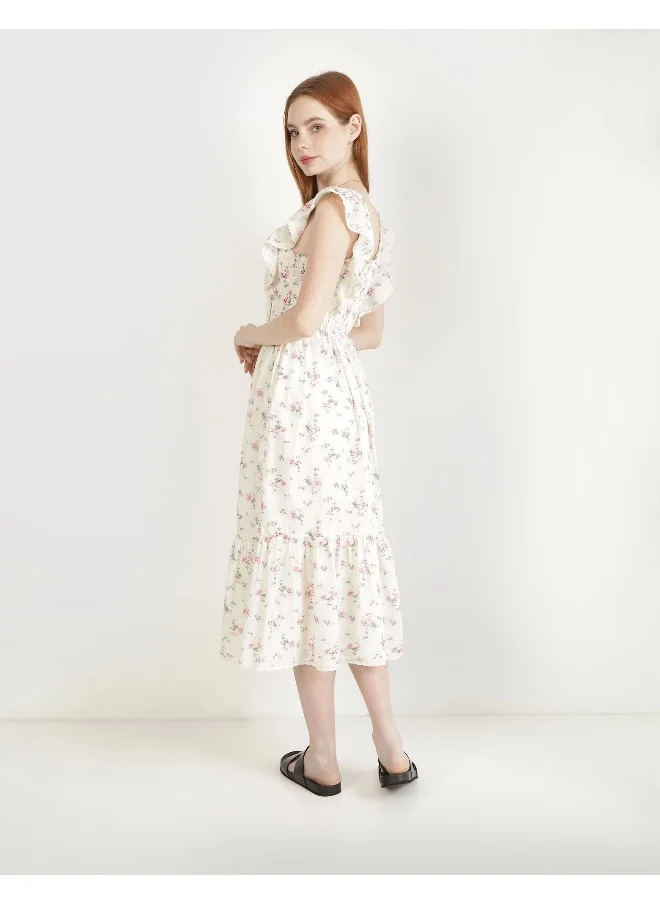 Aerie Aerie Smocked Ruffle Midi Dress