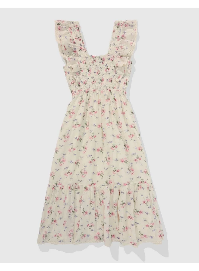 آري من امريكان ايجل Floral Ruffle Midi Dress
