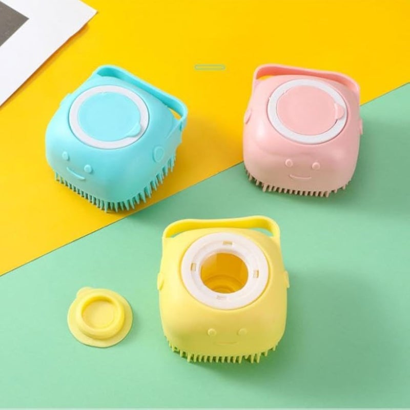 Silicone Bath Brush (2 Pieces) with Shower Gel Dispenser Function, Massage for Soft Body - for Women, Men and Kids by Wanda.Store