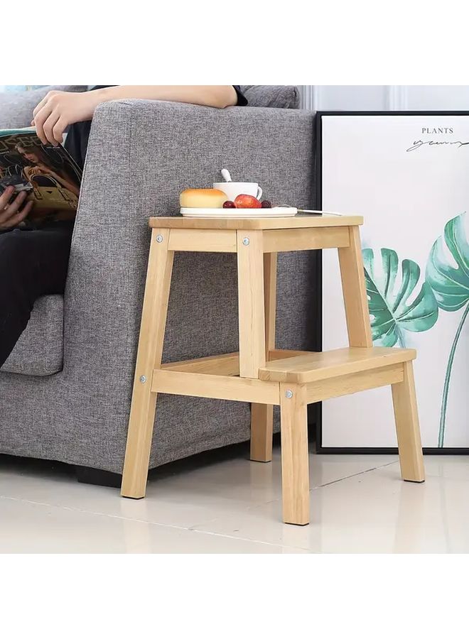 2 Step Wood Stool Heavy Duty 350 lbs Non Slip A Frame Design with Handle for Bathroom Kitchen Home - Image 4