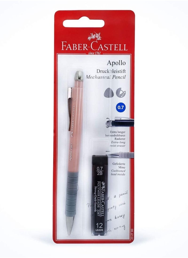 FABER-CASTELL قلم رصاص ميكانيكي Apollo برأس 0.7 مم مع مجموعة من أقلام الرصاص 2B 