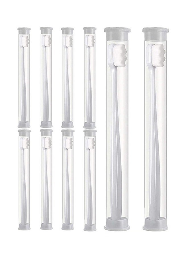 UNUNS 10 قطع فرشاة أسنان فائقة النعومة، فرشاة أسنان يدوية صغيرة الحجم مع 20000 شعيرة ناعمة، فرشاة أسنان يدوية فائقة النعومة للثة الحساسة، للنساء الحوامل، كبار السن، البالغين، الأطفال - أبيض - Image 1