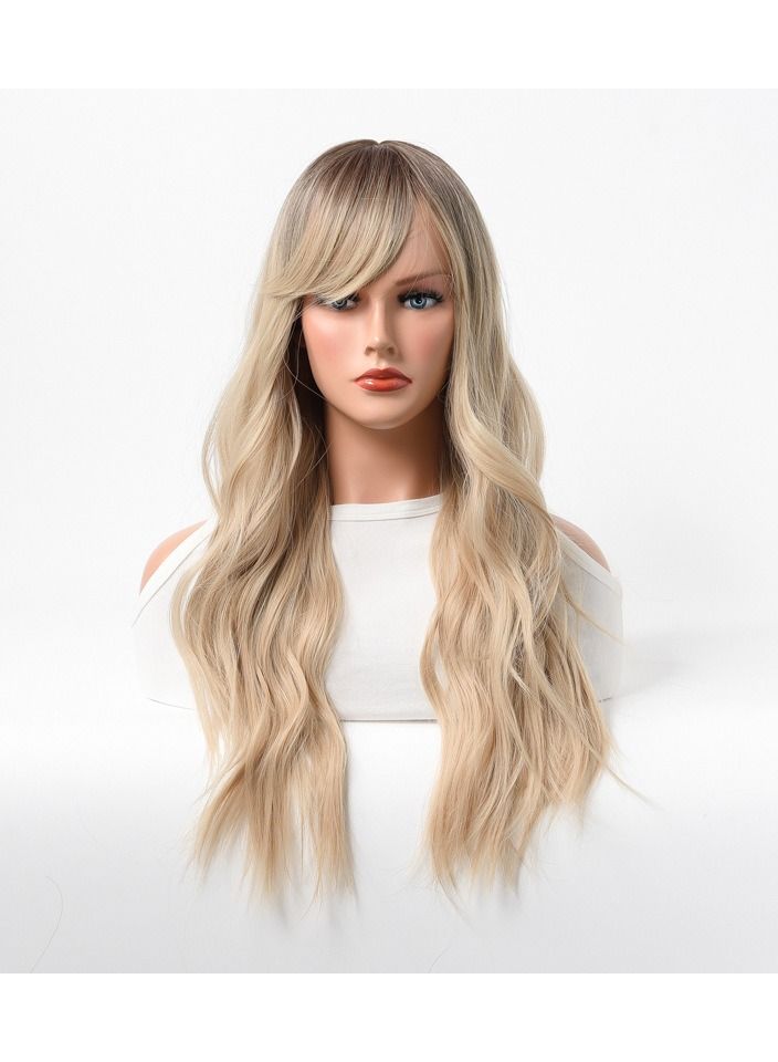 إستيل شعر مستعار نسائي طويل مجعد شعر كبير مموج متوسط ​​طويل كامل أغطية الرأس أشقر فاتح - Image 1