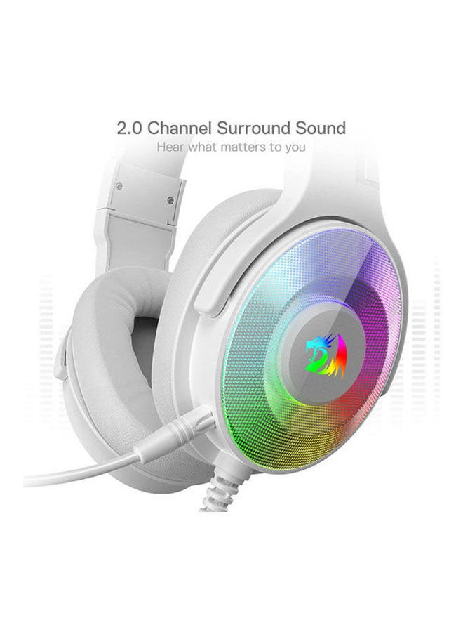 ريدراجون سماعة الألعاب السلكية Redragon H350 Pandora Rgb، إضاءة خلفية ديناميكية Rgb - صوت محيطي ستريو - مشغلات 50 مم - ميكروفون قابل للفصل، سماعات رأس فوق الأذن تعمل مع أجهزة الكمبيوتر/Ps4/Xbox One/Ns-أبيض - Image 4