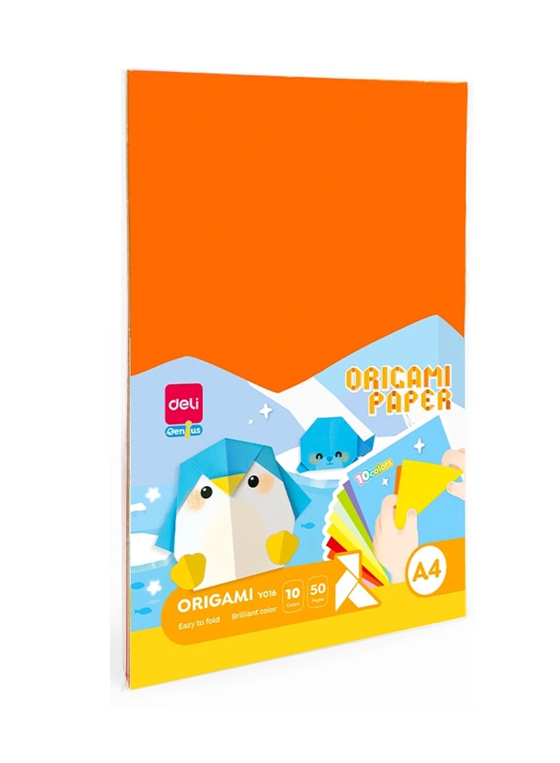 Deli 50-Sheet Origami Paper For Art A4 Size Assorted Colours - Image 1