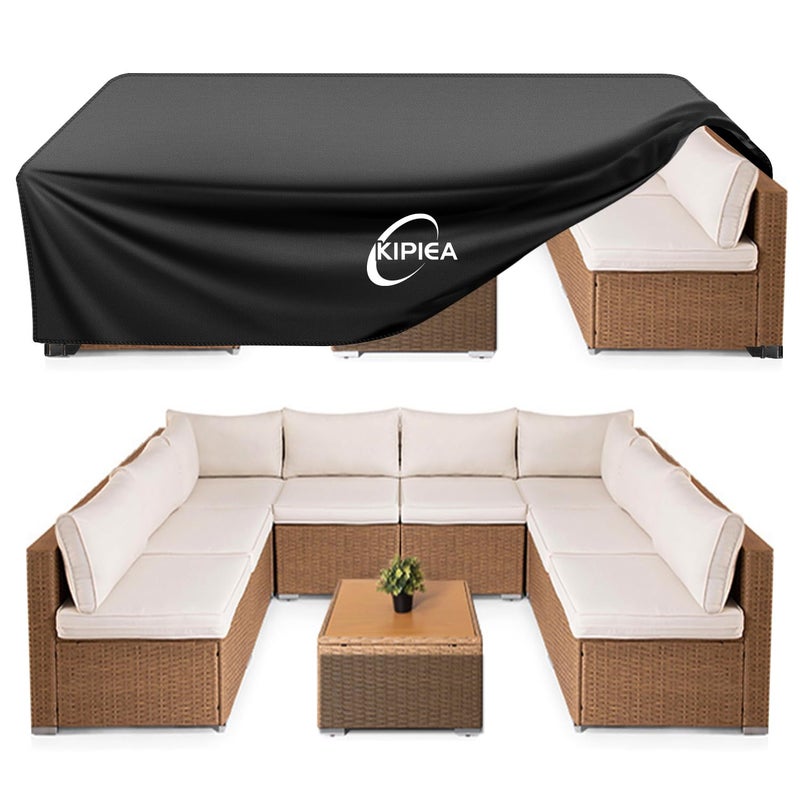 Kipiea Patio Furniture Covers Waterproof Winter, Heavy-Duty Outdoor Furniture Set Covers for Table Chairs, Anti-UV, No Tears or Fading (110" L x 84" W x 28" H) - Image 1