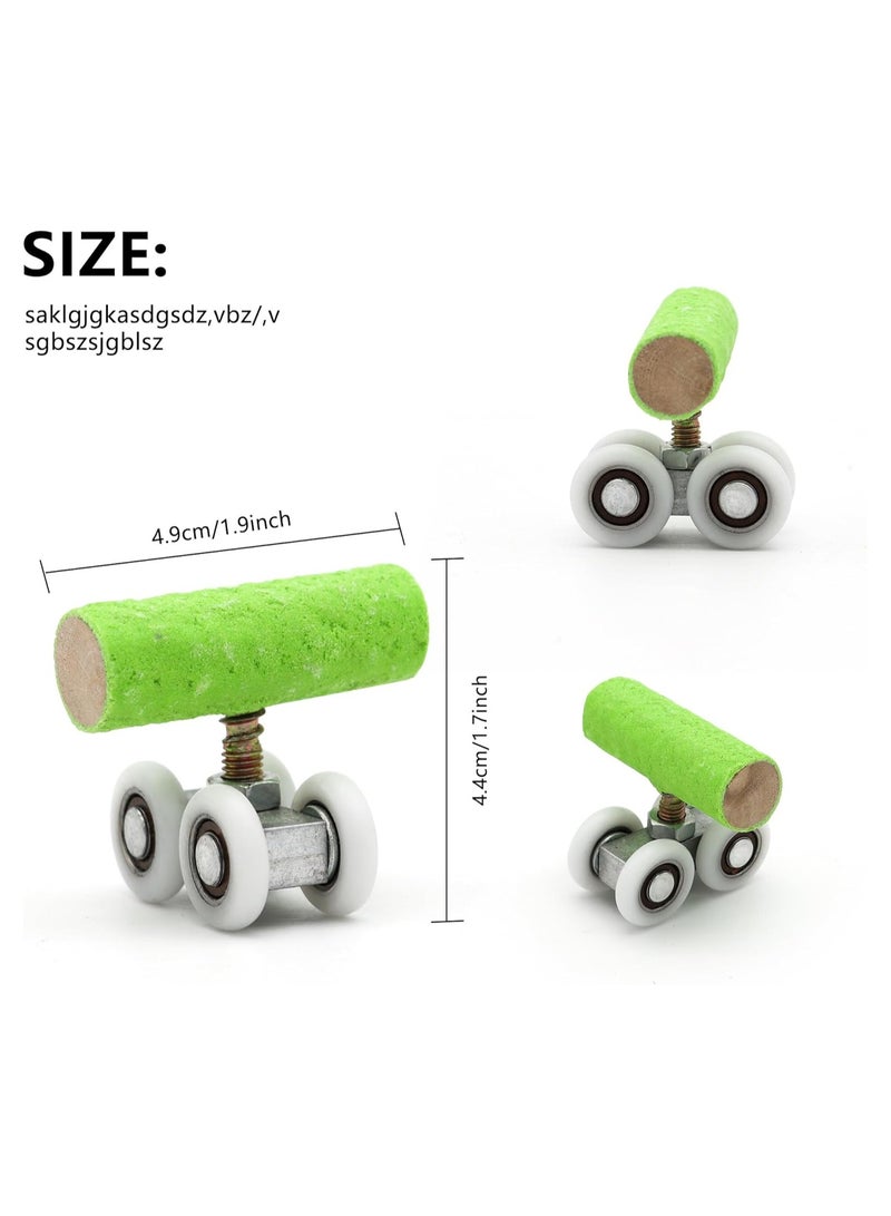 2Pcs Green Parrot Roller Skates Bird Toy,Wood Plastic Intelligence Training Pet Parakeet Mini Roller Ice Skates Skateboard for Small Bird Toys (Green-2 Pack) - Image 5