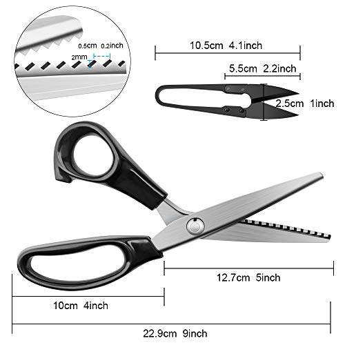 YAZEMKEL Pinking Shears for Fabric, Zig Zag Scissors, Ergonomic Grips, Ultra-Sharp, Professional Peaking Shears for Sewing, Craft, Dressmaking, 9 Inch, Black - Image 3