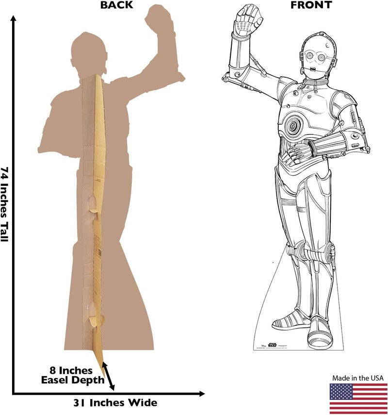 Cardboard People Color Me C-3PO Life Size Cardboard Cutout Standup - Disney's Star Wars - Image 1