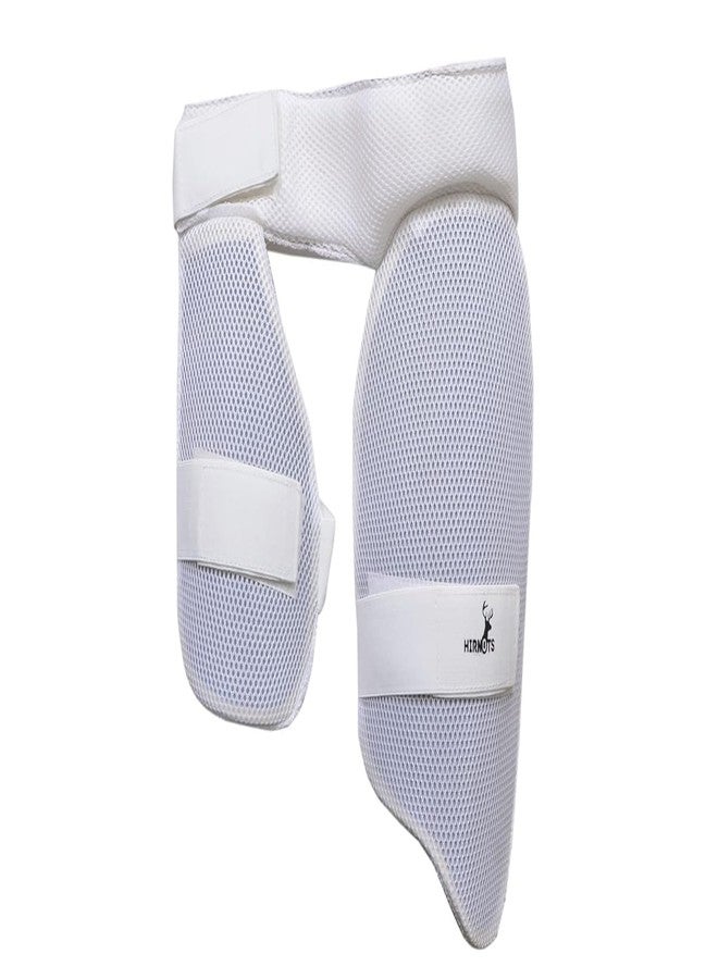 HIRNOTS Cricket Thigh Combo Thigh Guard Ultimate Combo of Cricket Thigh Pad & Inner Thigh Pad (White) for Right Hand, ( Size- Men's ) - Image 1