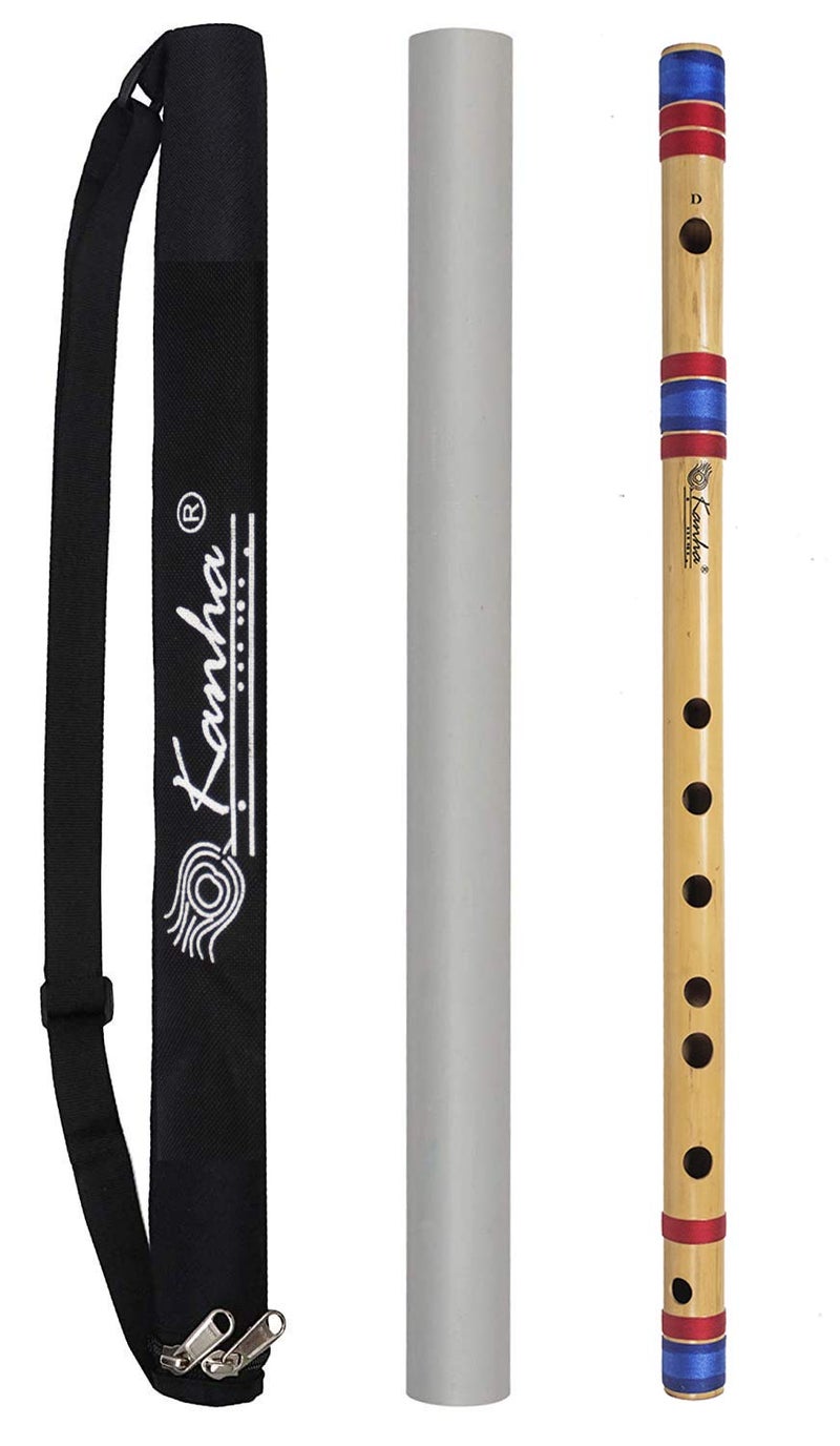 Kanha Bansuri Flute - D Scale Natural Medium Assam Bamboo - 17 Inch Right Handed Music Instrument With Cover - Image 1