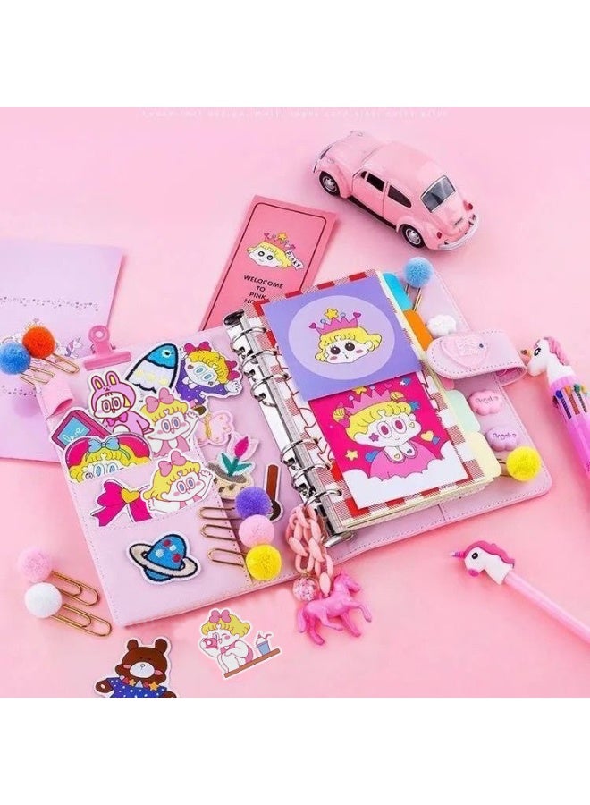 TAPIT Scrap Book Cute Stationery Set for Kids A6 Journal Notebook DIY Journaling Kit Birthday Art Craft Supplies Aesthetic Gift for Girl Child Teenage Women Pink - Image 3