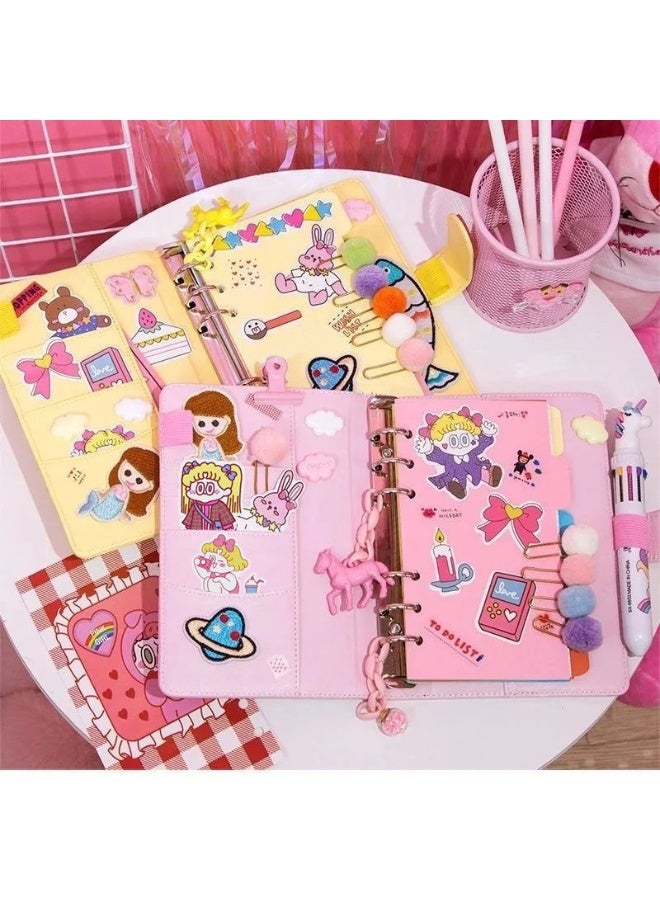 TAPIT Scrap Book Cute Stationery Set for Kids A6 Journal Notebook DIY Journaling Kit Birthday Art Craft Supplies Aesthetic Gift for Girl Child Teenage Women Pink - Image 4