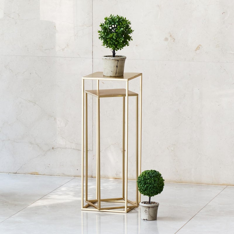 ALPOME Pack of 2 Already Installed Gold Plant Stand indoor stable steel frame Flower Stands drink table for party wedding Centrepieces Living Room Patio Garden (Gold) - Image 5