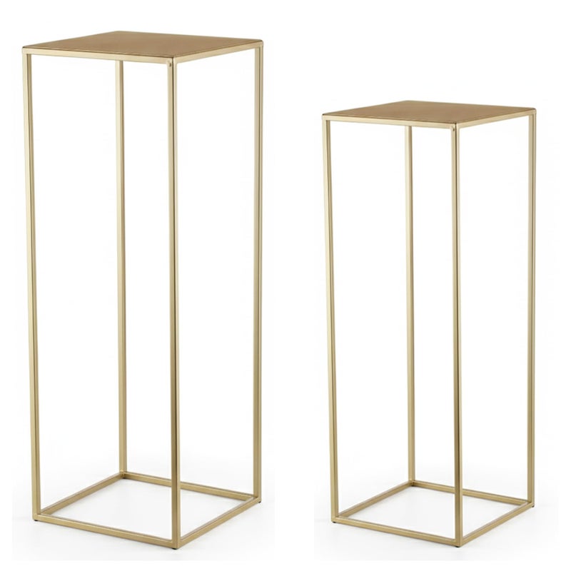 ALPOME Pack of 2 Already Installed Gold Plant Stand indoor stable steel frame Flower Stands drink table for party wedding Centrepieces Living Room Patio Garden (Gold) - Image 1