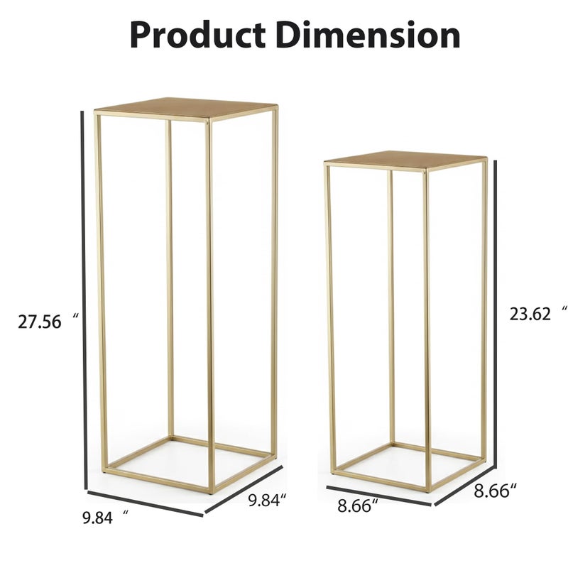 ALPOME Pack of 2 Already Installed Gold Plant Stand indoor stable steel frame Flower Stands drink table for party wedding Centrepieces Living Room Patio Garden (Gold) - Image 3