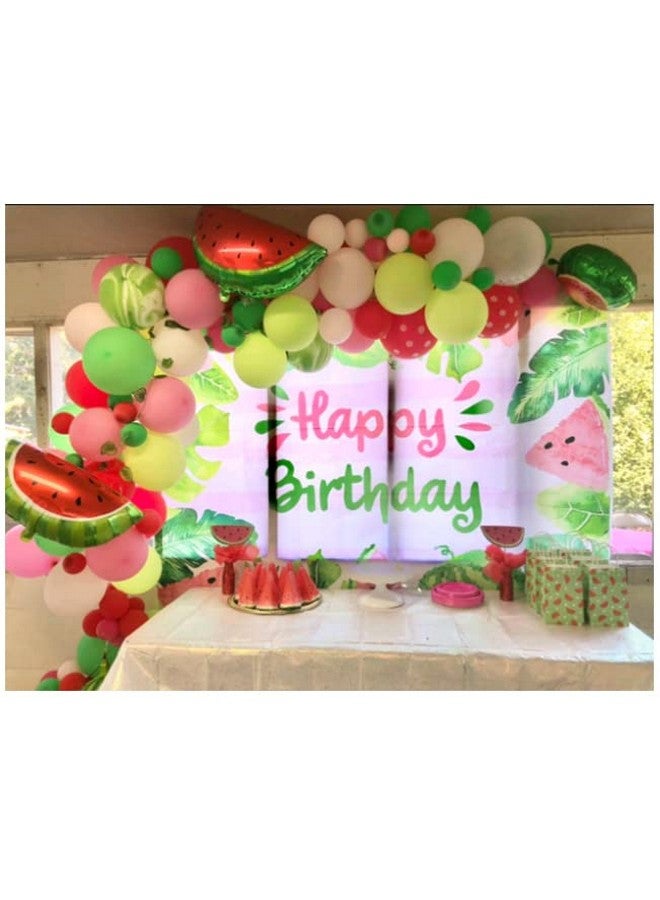 Qian 8X6Ft Summer Fruit Watermelon Theme Photography Backdrop Watercolor Happy Birthday Party Banner Cake Table Decoration Photo Background For Baby Shower Studio Booth Props - Image 5