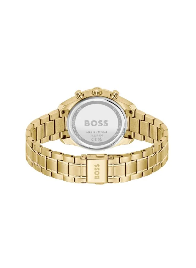 BOSS Women's Multifunction Watch, Gold Dial, Gold Stainless Steel Strap