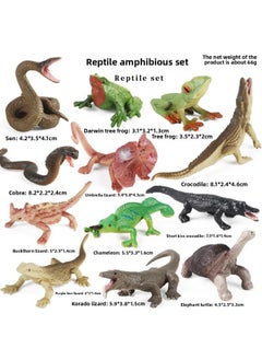 Simulation Marine Life Model Deep Sea Fish Group Toy Suit Megalodon Black-tip Shark Squid Whale Shark Swordfish-Colour:Kz Mini Reptile Amphibian (12 Sets)