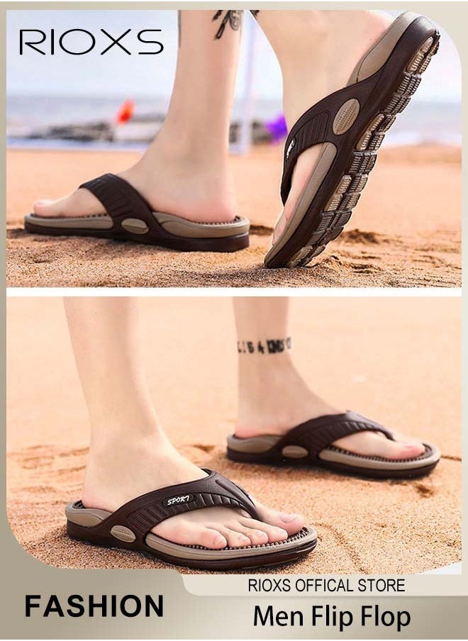 RIOXS Men's Flip Flop Shower Slippers Anti-Slip Flat Sandal For Indoor Or Outdoor Use  - Image 1