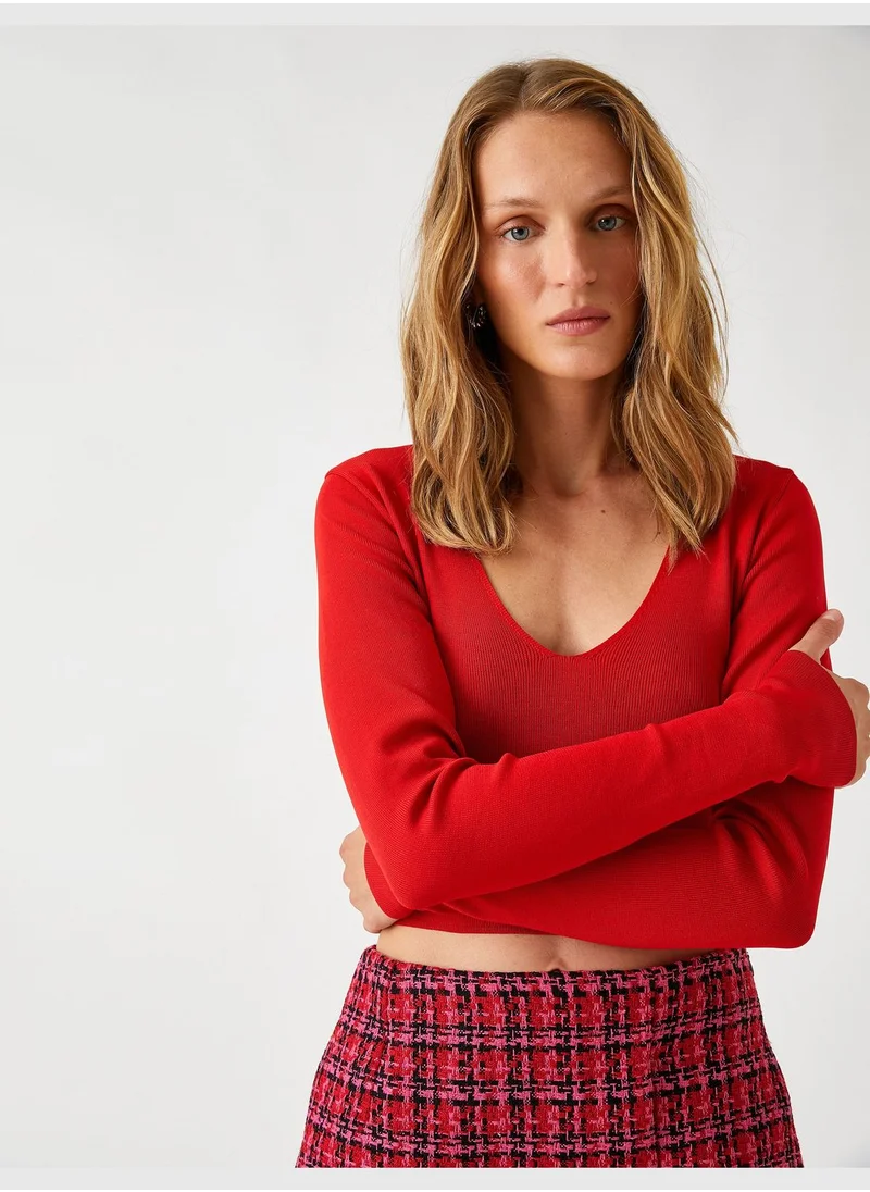 KOTON Crop Tricot Sweater