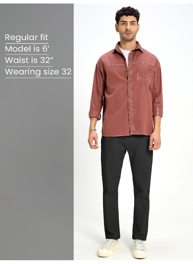 Beyoung BEYOUNG Casual Regular-fit Black Chino Pants for Men  - Image 4