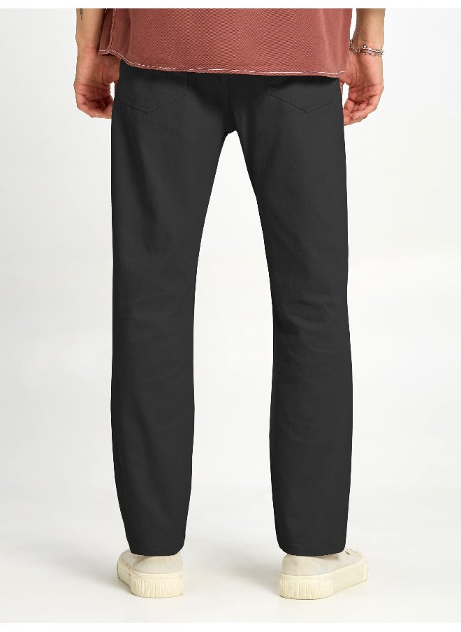 Beyoung BEYOUNG Casual Regular-fit Black Chino Pants for Men  - Image 2