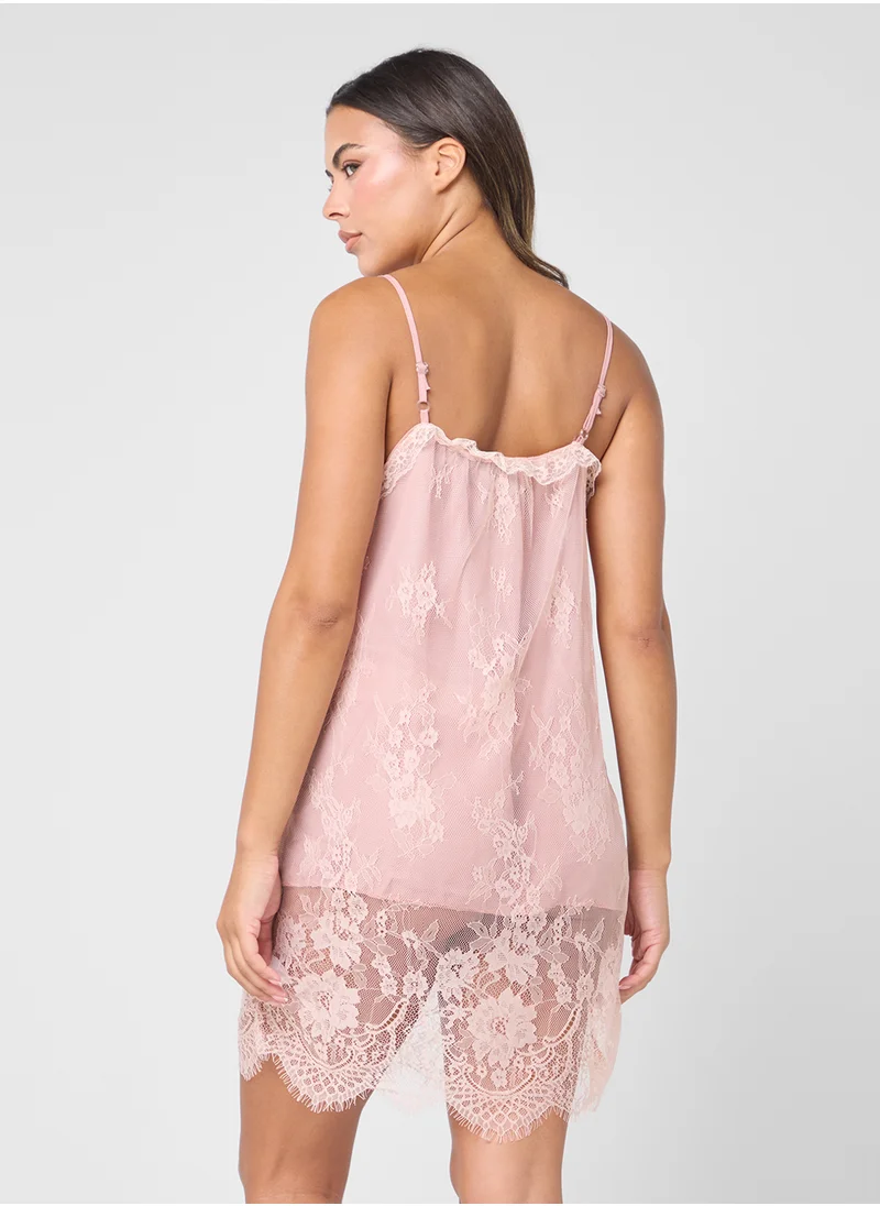 جينجر Lace Detail Slip Dress