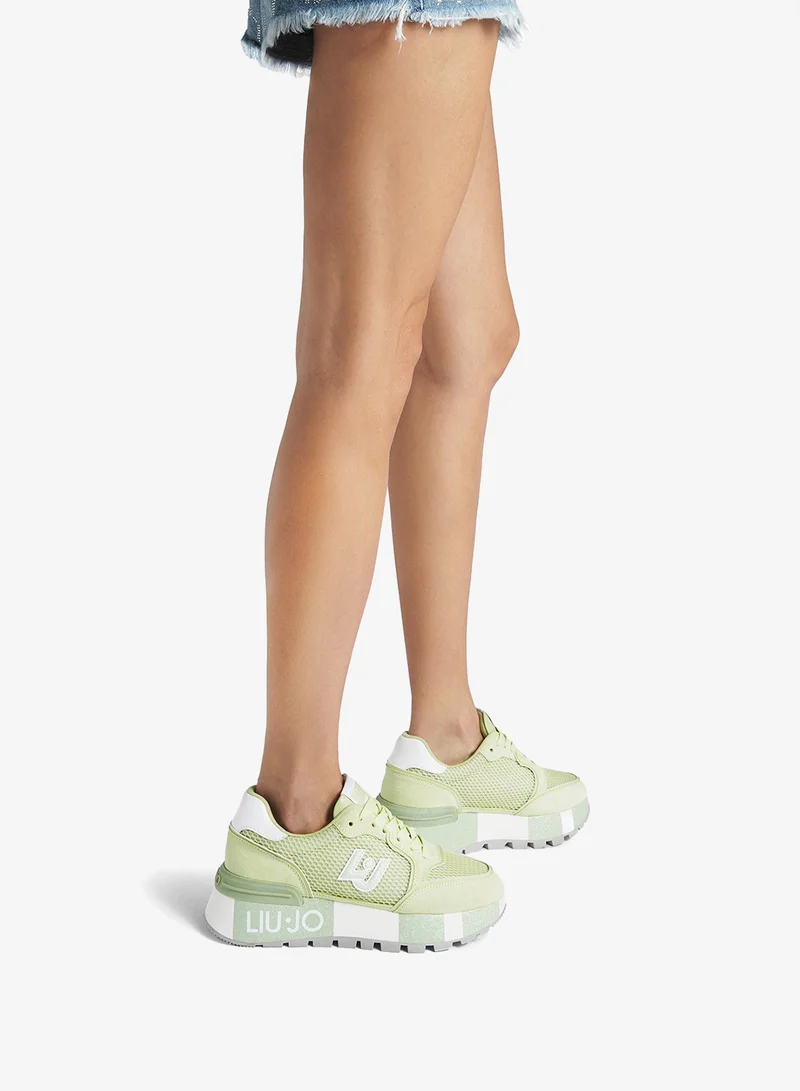 ليو جو أحذية رياضية بكعب سميك من جلد الغزال والشبك