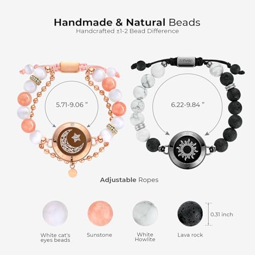 TOTWOO Long Distance Touch Bracelets for Couples, Smart Light up & Vibration for Love Couples Healing Stone Bracelet | Long Distance Relationship Gifts for Girlfriend Bluetooth Pairing Jewelry - Image 4