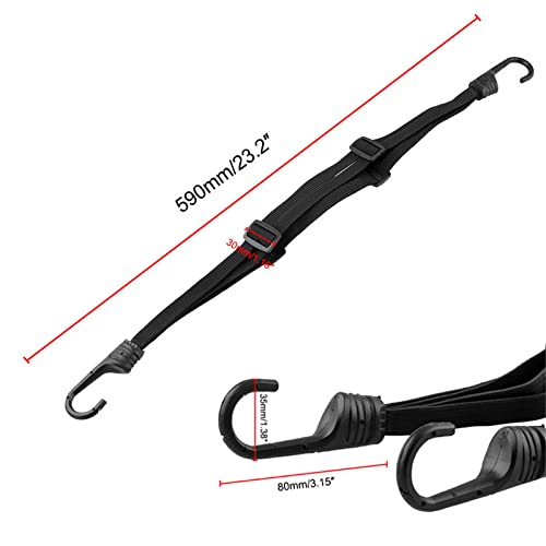 Patty Both 2 Pcs Motorcycle Helmet Luggage Rope Bungee Cord Bandage Strapping Tape Elastic Strap with 2 hooks, Black - Image 2