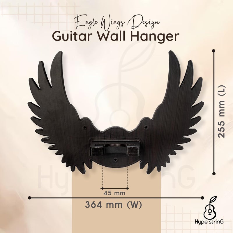 Hype String Guitar Wall Hanger || Wooden Guitar Hanger/Stand - Eagle Wings Design || For Acoustic,Electric Guitars and Ukulele || - Image 4