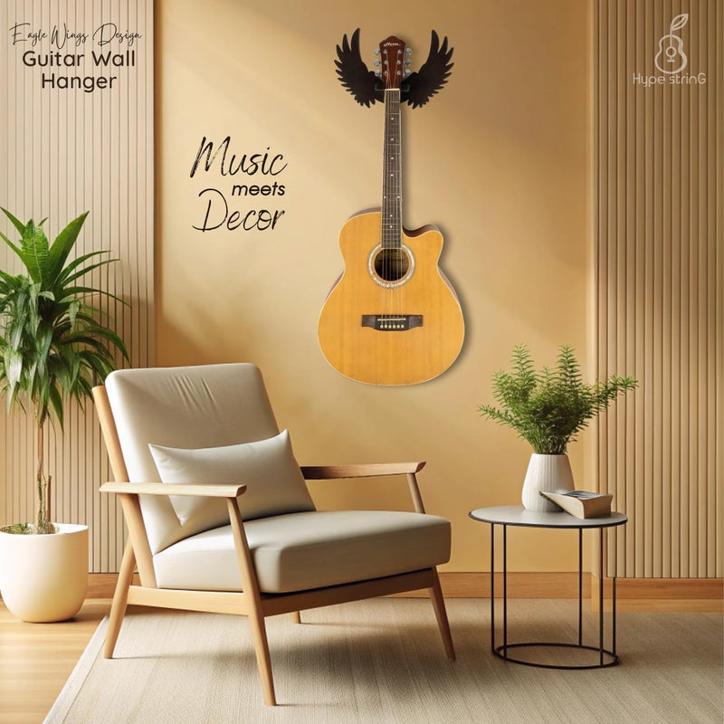 Hype String Guitar Wall Hanger || Wooden Guitar Hanger/Stand - Eagle Wings Design || For Acoustic,Electric Guitars and Ukulele || - Image 5