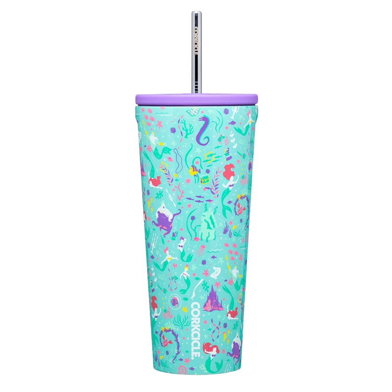 Corkcicle x Disney Princess Ariel Cold Cup Insulated Tumbler with Lid and Straw, 24 oz – Reusable Water Bottle Keeps Beverages Cold 12hrs, Hot 5hrs – Cupholder Friendly, Lid for Flexible Sipping - Image 1