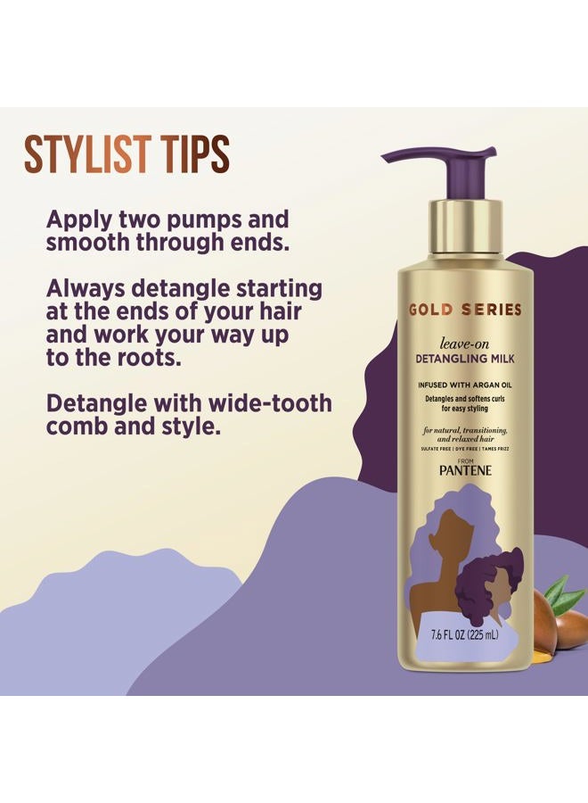Pantene Gold Series Detangling Milk Hair Treatment for Curly Hair, Natural and Textured Hair, 7.6 Fl Oz Leave-On Hair Detangler Infused with Rich Argan Oil, Dye and Sulfate Free Formula - Image 5
