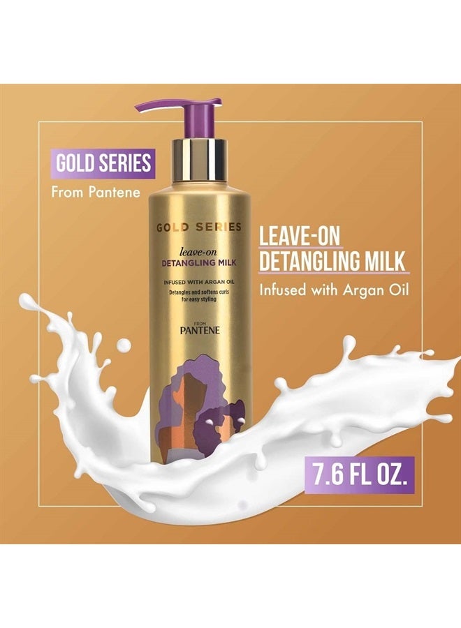 Pantene Gold Series Detangling Milk Hair Treatment for Curly Hair, Natural and Textured Hair, 7.6 Fl Oz Leave-On Hair Detangler Infused with Rich Argan Oil, Dye and Sulfate Free Formula - Image 2