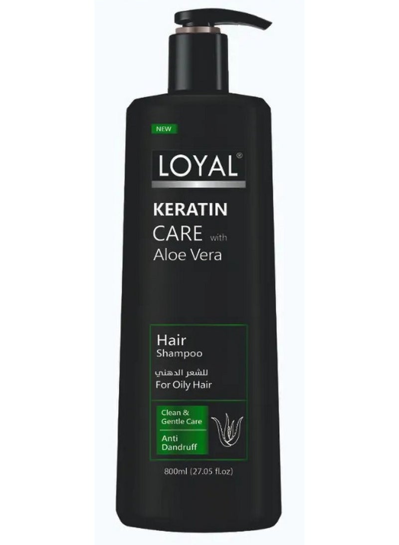 لويال شامبو كيراتين كير مع خلاصة الصبار للشعر الدهني، ناعم وحريري، عناية يومية 800 مل
