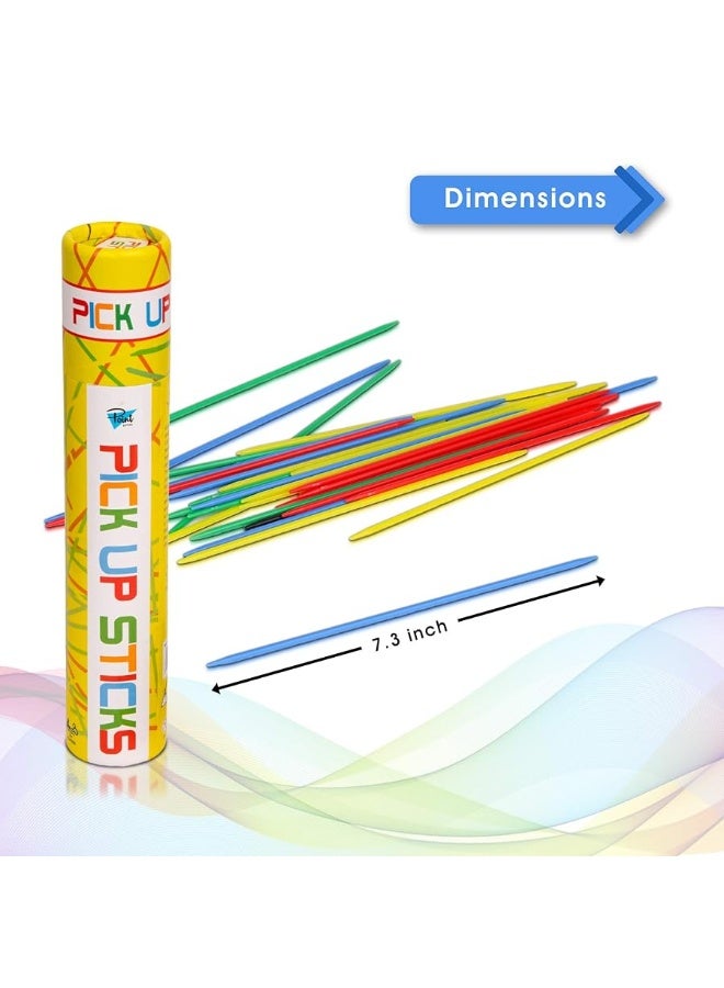 Point Games Pick Up Sticks Game 30 Brightly Colored Plastic Pick up Sticks in Storage Can for All Ages - Image 3