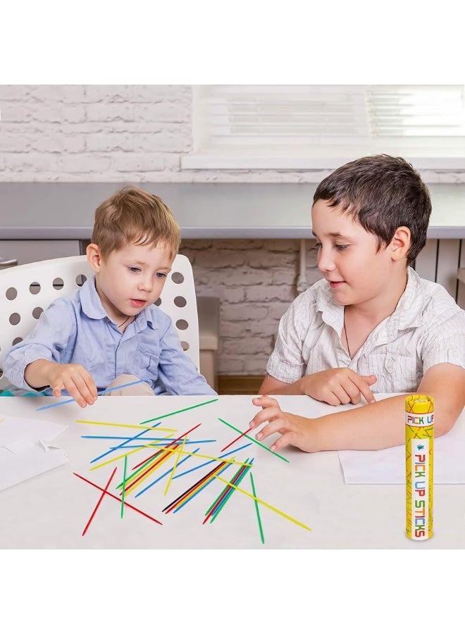 Point Games Pick Up Sticks Game 30 Brightly Colored Plastic Pick up Sticks in Storage Can for All Ages - Image 5