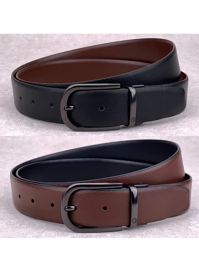 Classic Milano Classic Milano Spanish Genuine Leather Reversible Belt for Men, Premium Formal Leather Belt with Reversible Pin Buckle, Elegant Men's Belt for Business Wear, Office, Wedding and Special Occasions | 2 in 1 Belt (Pack of 1)