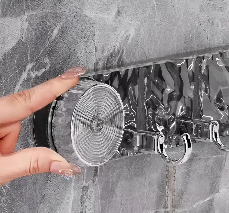 Wall Hanger with 5 Hooks, Clear and Black, Organizer for Clothes, Towels, Keys, Easy to Install - Image 3