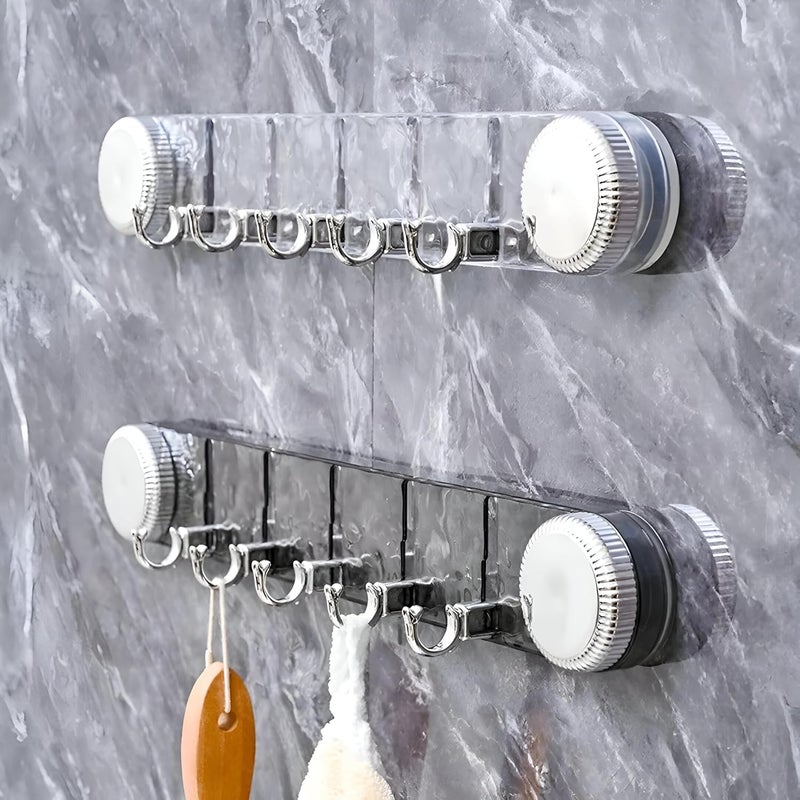 Wall Hanger with 5 Hooks, Clear and Black, Organizer for Clothes, Towels, Keys, Easy to Install - Image 2
