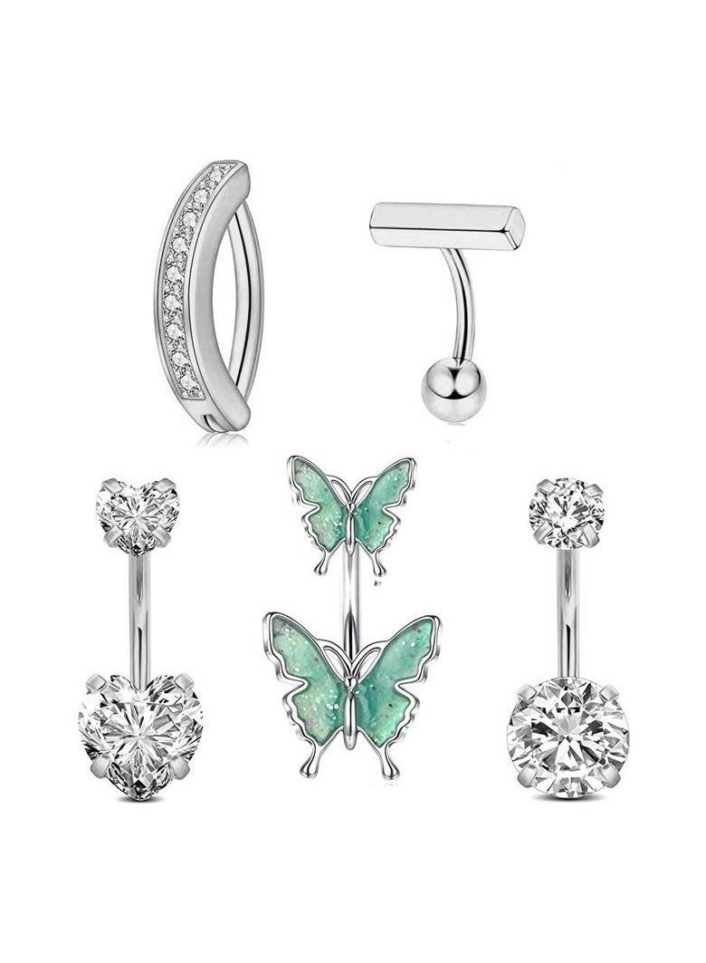 PEI  AN Body Jewelry  inimalist Zircon Butterfly Body Jewelry -5-piece Set - Image 1