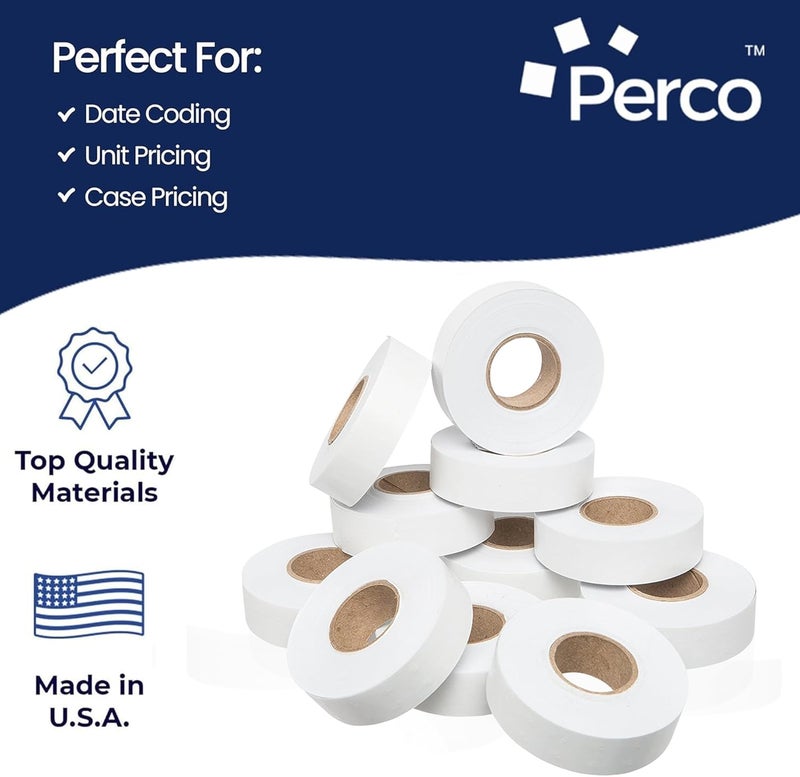 Perco 1812 White Pricing Labels for Garvey 18-6 One Line Price Gun, 11 Rolls - 14,000 - Image 4